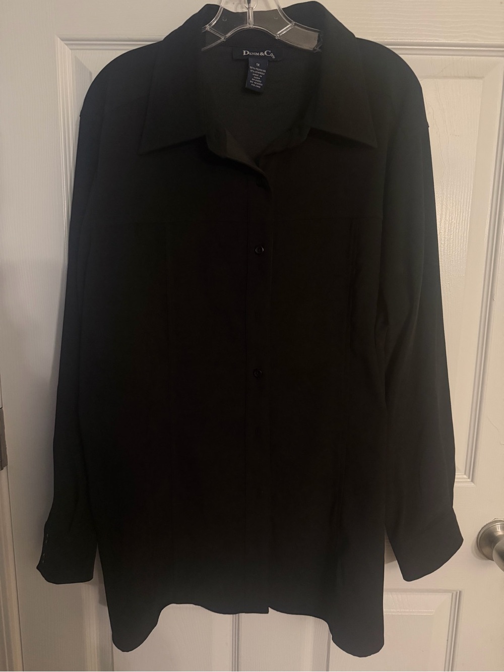 Denim & Co. Black Button-Down Long Sleeve Shirt Size 1X